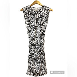 Reiss Rica Print Jersey Ruched Bodycon Dress - Size 8